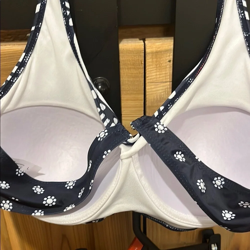 Navy and White Patterned Bikini Set - Read Description